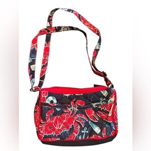 Paul Brent Blue and Red Crab Print Small Cloth Purse